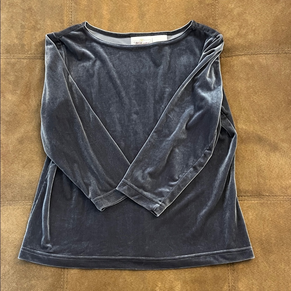 Coldwater Creek Charcoal Velvet 3/4 Sleeve Top